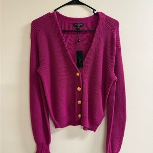 rag & bone Fuchsia Cardigan with Gold Buttons